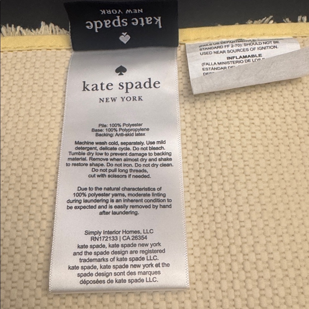KATE SPADE Soft & Absorbent Pale Yellow Bath Rug - SUNRAY - 20"x32" - Picture 5 of 5